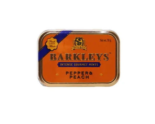 BARKLEYS Süßigkeit, Barkleys Pepper und Peach Dragees mit Pfeffer und Pfirsich 50g