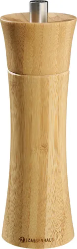 Zassenhaus Pfeffermühle Frankfurt aus Bambusholz - Küchenhelfer mit Hochleistungs-Keramikmahlwerk, stufenlos einstellbar für perfektes Mahlergebnis – ideal für Pfeffer, Salz und Gewürze.