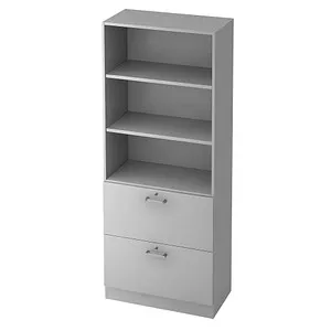 HAMMERBACHER Regalschrank 7300 CE, lichtgrau 80 x 42 x 200 cm - Büromöbel mit 5 Fächern, abschließbar und höhenverstellbar. Der langlebige, pflegeleichte Schrank bietet Platz für Ordner und Unterlagen und ist FSC®-zertifiziert.