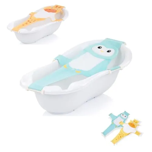 Chipolino Babywannen Netz Tiere, Badewanneneinsatz, Kunststoffbügel, ab Geburt, Farbe:blau