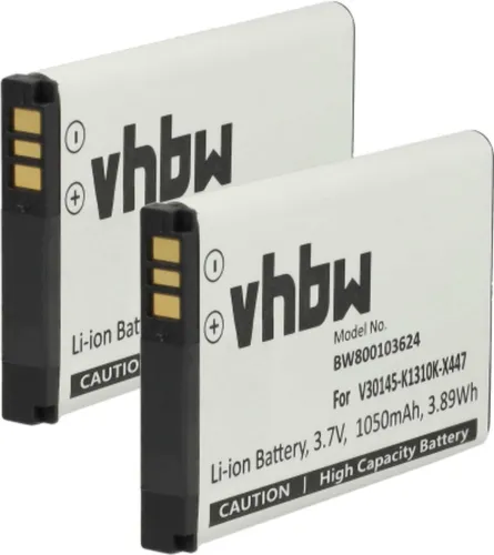 vhbw 2x Akku kompatibel mit Siemens Gigaset SL910H, SL910, SL910A schnurlos Festnetz Telefon (1050 mAh, 3,7 V, Li-Ion)