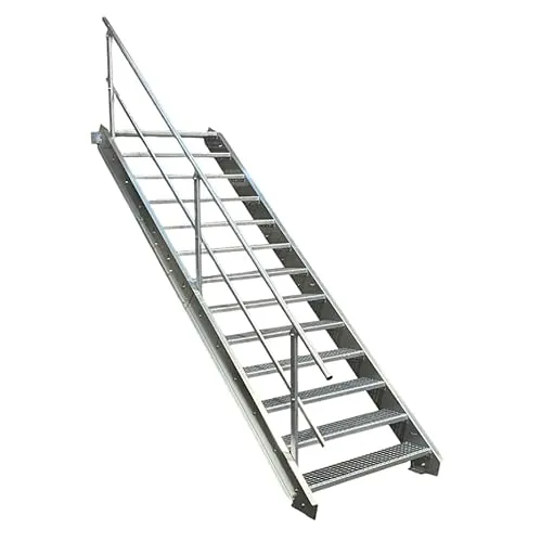 Robuste Stahltreppe mit 13 Stufen und Geländer