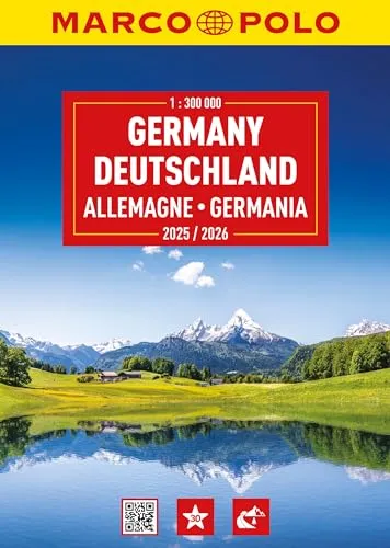 MARCO POLO Reiseatlas 2025/2026 Deutschland 1:300.000: Straßenatlas und Autoatlas mit Europa in 1:4,5 Mio. Spiralbindung