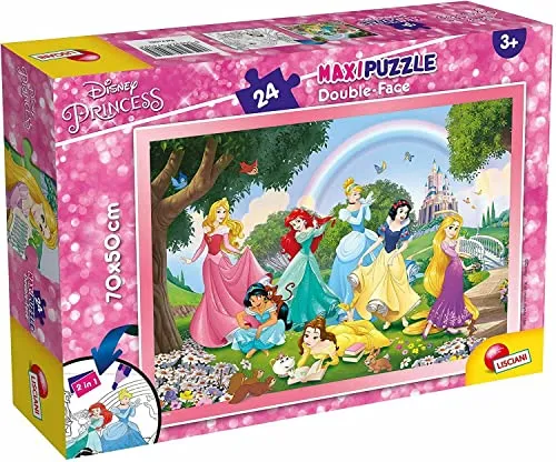 Liscianigiochi 74082 Maxipuzzle doppelseitig 24, Mehrfarbig, Prinzessinnen Puzzle Maxi Puzzle 24 Teile