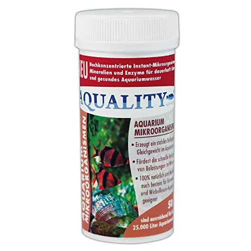 NEUHEIT: AQUALITY Aquarium Mikroorganismen 50 g (Hochkonzentrierte Instant-Mikroorganismen, Mineralien, Enzyme - Stabiles Gleichgewicht - Abbau Schadstoffe)