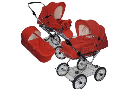 Eichhorn Kinderwagen Kombi-Kinderwagen Designer 2in1 Retro - umbaubar - von 0-3 Jahre, (inklusive Babytragetasche und Sportwagenaufsatz), robuste Luftkammer-Räder, umbaubar zum Sportwagen - made in EU