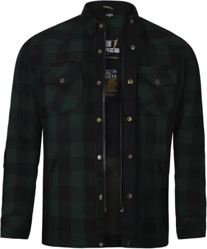 Bores Lumberjack Premium Motorradhemd (Dark Green/Black,3XL)