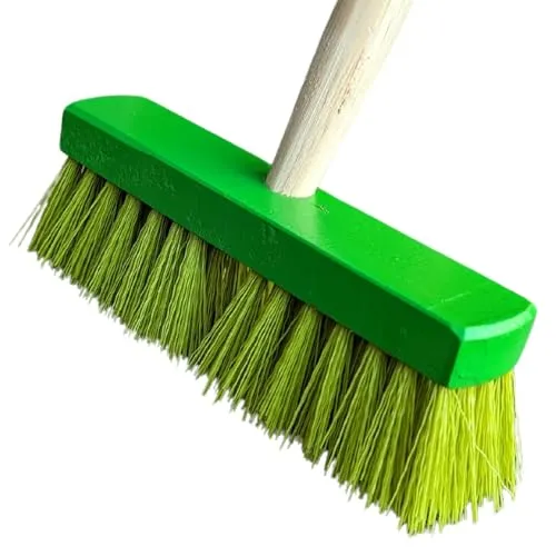 Land-Haus-Shop Kinderbesen Gartenbesen Holz Kinder Besen stabil mit Holzstiel Haushalt Garten Terasse Kinder Gartengerät Spielzeug Strassenbesen (Grün-Grün)