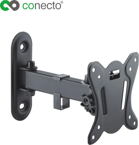 conecto CC50267 Wandhalterung für TV Geräte mit 33-69 cm (13-27 Zoll), neigbar: -12° bis 3°, schwenkbar: -90° bis 90°, Wandabstand: 65-200mm, Traglast: max. 25,0kg, VESA 100x100, schwarz