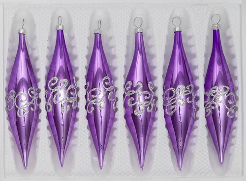 Navidacio Christbaumschmuck 6 tlg. Glas-Zapfen Set in 