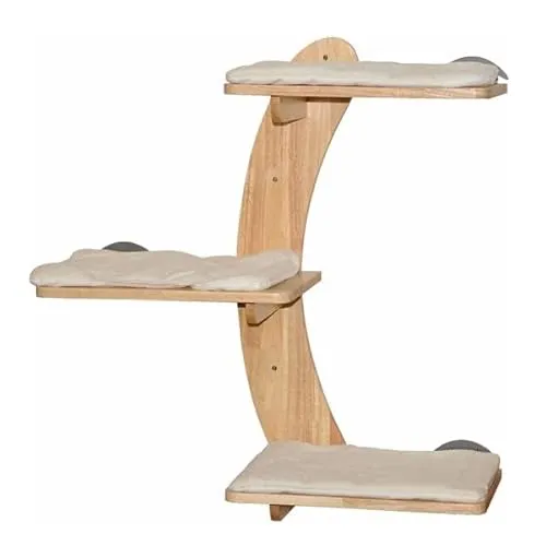 Nanook Katzen Kletterwand 3-stufig Wandkratzbaum - Kratzbaum für Katzen: 3-stufige Kletterwand aus nachhaltigem Gummibaumholz, stabil und pflegeleicht – ideal für agile Katzen, die ihre Umgebung aus der Höhe erkunden möchten.