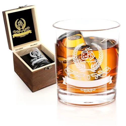 Vasmeiy Whisky Gläser Whiskeygläser 300 ml Whiskyglas mit Gravur Glas Tumbler Glas Geschenke zum 50 Geburtstag Mann für Männer