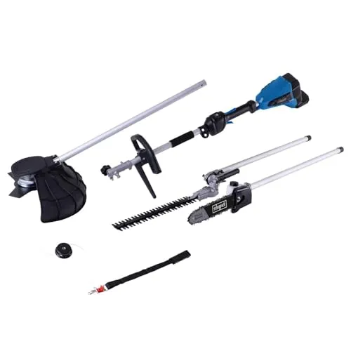 Scheppach Akku Multifunktionsgerät BC-MFH400-X 20V-IXES - Heckenschere und mehr in einem: Wartungsfreier, bürstenloser Motor für kraftvolle Leistung und vielseitige Anwendungen im Garten.