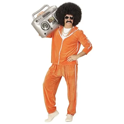 W WIDMANN MILANO Party Fashion - 80er Jahre Kostüm Trainingsanzug - Kostüm-Outfits für Erwachsene: Verwandeln Sie sich in einen flippigen Jogger der 80er Jahre mit diesem auffälligen Jacken- und Hosen-Set – perfekt für Mottopartys und Bad-Taste-Events!