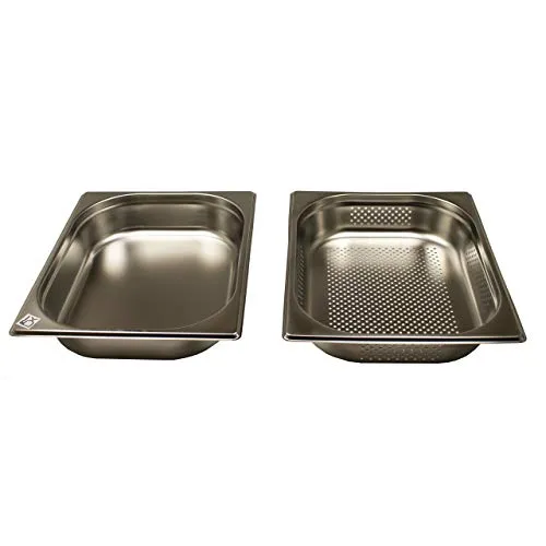 Dampfgaren Set gelocht GN 1/2 Gastronormbehälter aus Edelstahl 4 Liter Tiefe 65mm