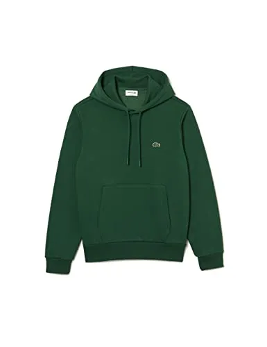 Lacoste Herren Sh9623 Sweatshirts, grün, M - Sweatshirts für Herren, klassischer Schnitt aus umweltbewusstem Bio-Baumwoll-Fleece mit praktischer Kapuze und Kängurutasche für optimalen Komfort.