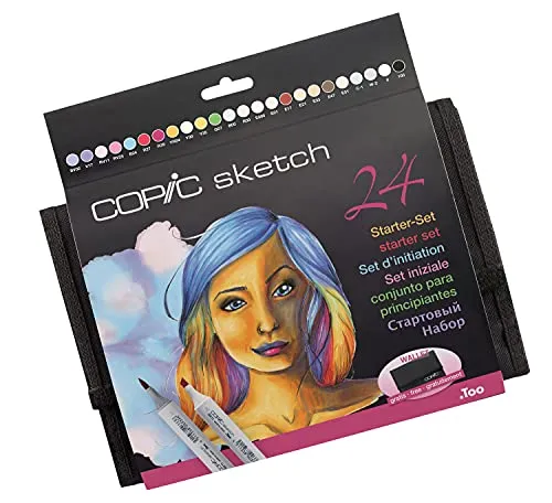 Copic Classic Set Grafikmarker im Wallet - 24 Skizzen Marker, nachfüllbar und ideal für kreative Projekte