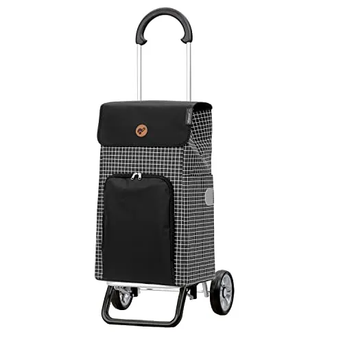 ANDERSEN Scala Shopper Plus Hildy schwarz - 47 L Einkaufswagen - Stylischer Einkaufstrolley mit leichtem Aluminiumgestell, klappbar und mit abnehmbaren Flüsterrädern. Ideal für entspanntes Einkaufen ohne Schleppen.