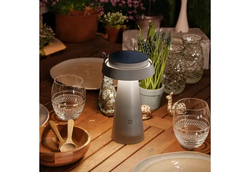 esotec LED Außen-Tischleuchte Solar Campingleuchte Sissi H23cm CCT USB dimmbar 3Farben 30LEDs 102921