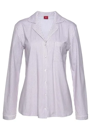 s.Oliver Schlafshirt - Schlafanzugoberteil für Damen, klassisches Design mit Kontrastpaspeln für einen eleganten Look und hohen Tragekomfort.