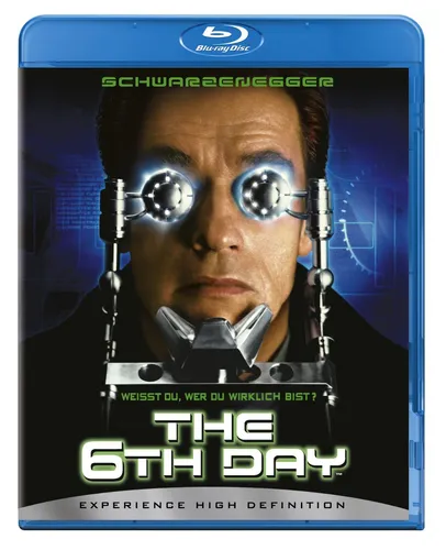 Blu-ray The 6th Day: Arnold Schwarzenegger Action-Klassiker - Action & Sci-Fi Film mit Arnold Schwarzenegger, in brillanter Bildqualität und regionsfrei. Erlebe packende Cyborg-Abenteuer in deutscher und englischer Sprache!