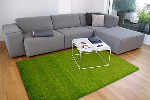 floor factory Gabbeh Teppich Karma grün 80x150 cm - Handgefertigt aus 100% Schurwolle - Handgewebter Teppich aus 100% Schurwolle, ca. 15mm hoch. Schafft eine gemütliche Atmosphäre mit natürlichem Design und robuster Verarbeitung. Ideal für ein stilvolles Zuhause.