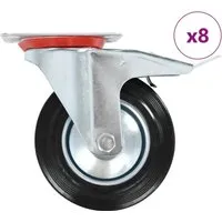 vidaXL 8 Stk. Lenkrollen 160 mm - Handgartengeräte-Zubehör mit hoher Belastbarkeit von 150 kg pro Rolle, ideal für Möbel und Werkbänke, geräuschlos und bodenschonend durch Gummioberfläche.