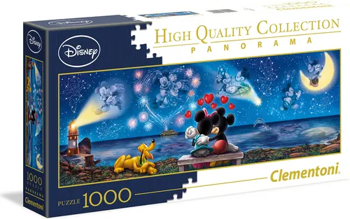 Clementoni 39449 - Disney Mickey und Minnie Puzzle - Klassisches 1000 Teile Puzzle im Panoramaformat, fördert Konzentration und Denkvermögen – ideal für Disney-Fans ab 14 Jahren.