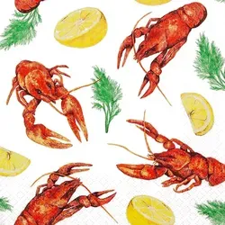 Home Fashion, Crawfish, Lunch-Servietten aufgefaltetes Maß 33 cm x 33 cm, im Viertelfalz, 20 Stück pro Packung