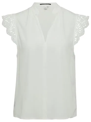 QS Damen 2162739 Bluse mit Spitze, 0200, 42 - Elegante Damenbluse mit feiner Spitze, ideal für festliche Anlässe oder das Büro.