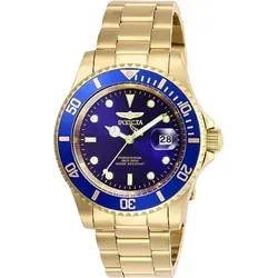 Invicta Pro Diver Herrenuhr Gold mit Blauem Zifferblatt 40mm Taucheruhr 200m