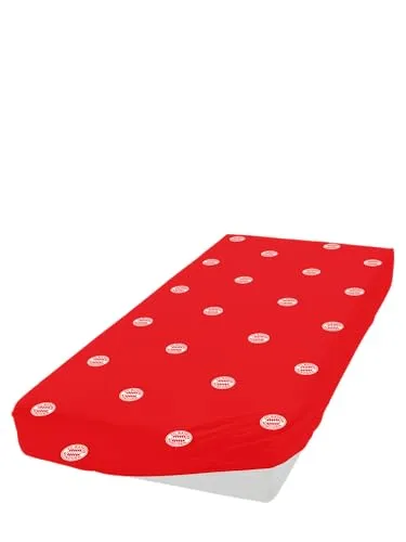 FC Bayern München Spannbettlaken 90 x 200 cm - Rot-Weiß - Offizielles FC Bayern München Spannbettlaken in Rot-Weiß, ideal für Fans! Mit hochwertigem Druck des Vereinslogos und aus 100% Baumwolle für optimalen Komfort.