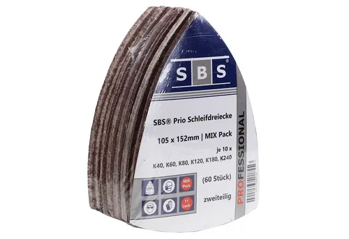 SBS Schlößer Baustoffe Schleifscheibe Prio Schleifpapier Schleifdreiecke MIX 105x152 mm (60 Blatt)