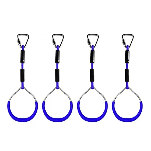 FBSPORT 4 Stück Klettern Ringe für Kinder, Outdoor Indoor Kinder Ninja Ringe zum Aufhängen belastbar bis 160KG, Klettergeräte Schaukeln für Garten