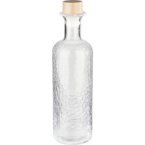 APS 10741 Glaskaraffe -COMB-, Ø 8 cm, H: 28 cm, 0,8 Liter, Glas, Buchenholz, Silikon,