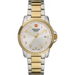 Swiss Alpine Military Herrenuhr 7011.1142 - Silber & Goldfarben - Armbanduhr für Herren mit analoger Anzeige, 100 m wasserdicht und leuchtenden Ziffern. Perfekt für stilvolle Anlässe und den Alltag.