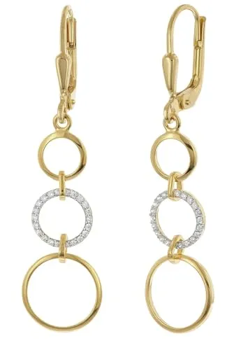 trendor Damen-Ohrringe 925 Silber Vergoldet Zirkonia Ohrhänger modischer Ohrschmuck für Damen, zauberhafte Geschenkidee, 28078