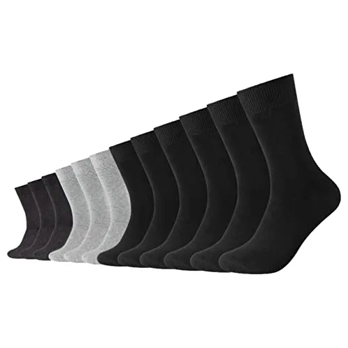 Camano Unisex Socken Comfort Cotton Crew 12er Pack 35-38 39-42 43-46 Schwarz Grau Blau, Größe:47-49, Farbe:Black Mix (9997)