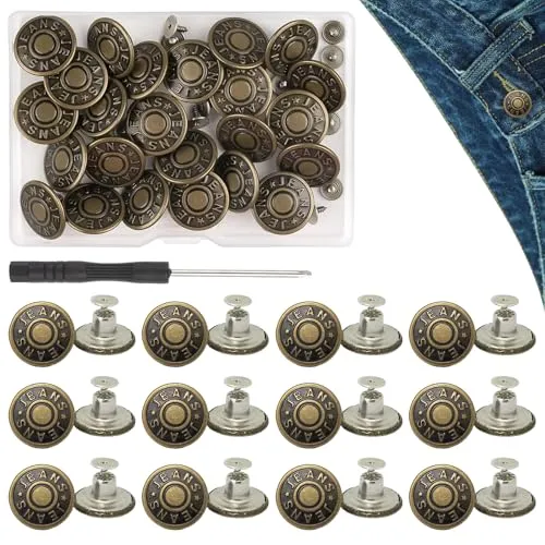 Stück Jeans Knopf Buttons,Jeans KnöPfe Bundknopf,HosenknöPfe für Jeans KnöPfe Ohne NäHen Adjustable Jeansknopf Reparaturset,Abnehmbare Hosenknopf Nieten,FüR JeansknöPfe Zum Schrauben Dekorativknopf 24