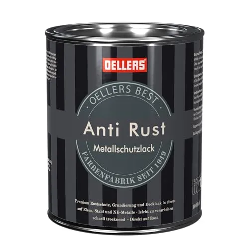 OELLERS Anti Rust 3in1 Metallschutzlack, 1L Lichtgrau - Metallfarben mit Rostschutzfunktion, ideal als Grundierung, Deckanstrich und Schutzschicht für alle Metallarten, direkt auf Rost anwendbar.