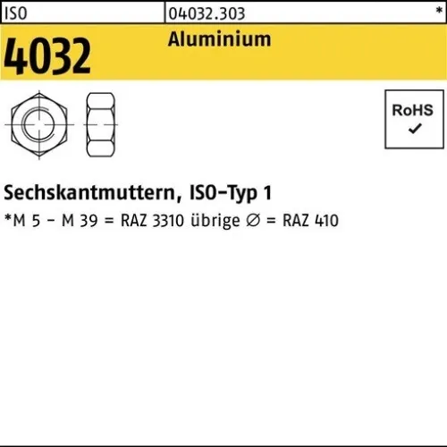 100er PACK(Stk) BUFAB 004032740000040000 Sechskantmutter ISO 4032 M 4 Aluminium