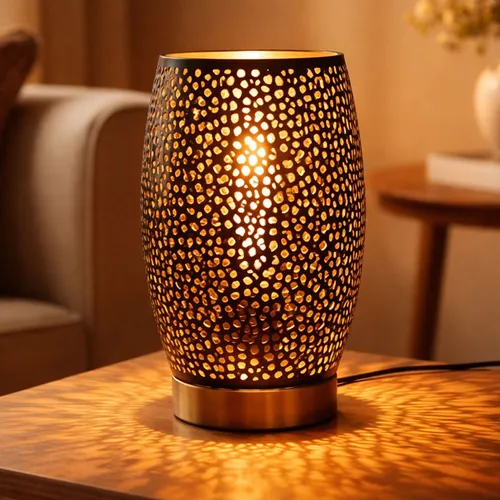 Tischlampe Tischleuchte Nachttischlampe schwarz gold Schlafzimmerlampe H 23 cm