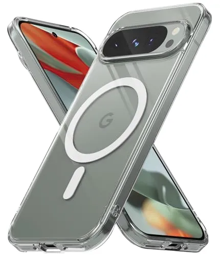 Ringke Fusion Magnetic für Google Pixel 9 Pro / 9 Hülle, [Kompatibel mit MagSafe] Dauerhafte Transparenz Kratzfest Transparente Weicher Bumper Handyhülle für Magnetisches Laden/Zubehör - Clear