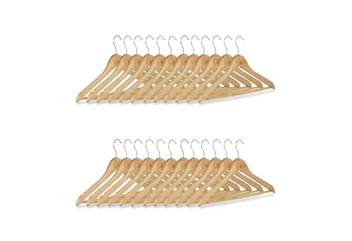 Relaxdays Kleiderbügel Set, 24er Pack aus Holz - Kleiderbügel Set mit 24 Teilen, robust und stilvoll aus Holz, ideal für eine ordentliche Garderobe und platzsparend im Einsatz.