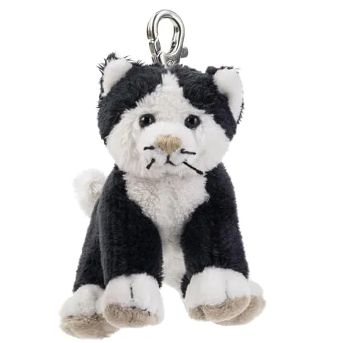 Schaffer 0226 Schlüsselanhänger Kuscheltier Katze Caesar, 10 cm, schwarz-weiß