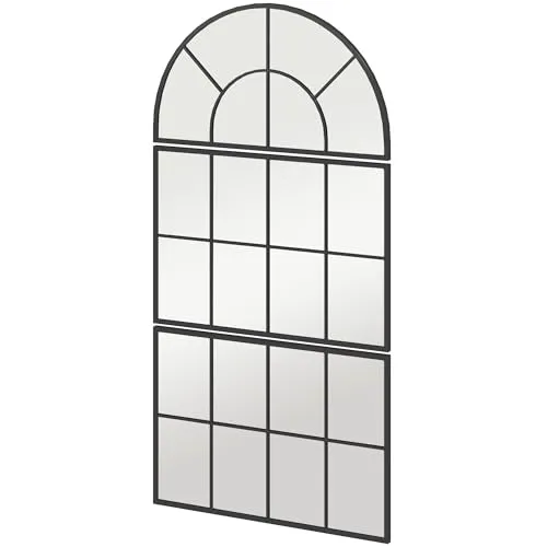 HOMCOM Dreiteiliger Wandspiegel mit Metallrahmen - Dekorativer Wandspiegel im eleganten Design mit klarem Glas für eine unverzerrte Reflexion. Ideal für Wohnzimmer und Badezimmer, einfach zu montieren und robust durch stabilen Metallrahmen.