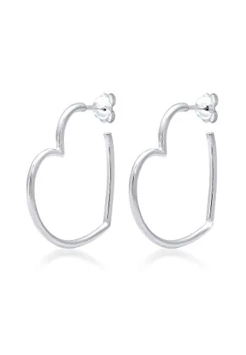 Elli Paar Creolen Herz Liebe Verspielt 925 Silber - Handgefertigte Creolen aus 925er Sterling Silber, glänzend und verspielt im Herzdesign. Ideal für romantische Anlässe und jeden Tag.