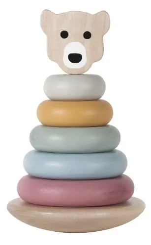 Kindsgut Stapelturm, Motorik-Spielzeug für Klein-Kinder aus Holz, schönes Geschenk zum 1. Geburtstag, dezente Farben und Schlichtes Design, hochwertige Qualität, Bär