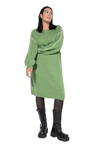Studio Untold Damen große Größen Übergrößen Plus Size Strickkleid, Oversized, Schmucknähte apfelgrün 50+ 837003420-50+