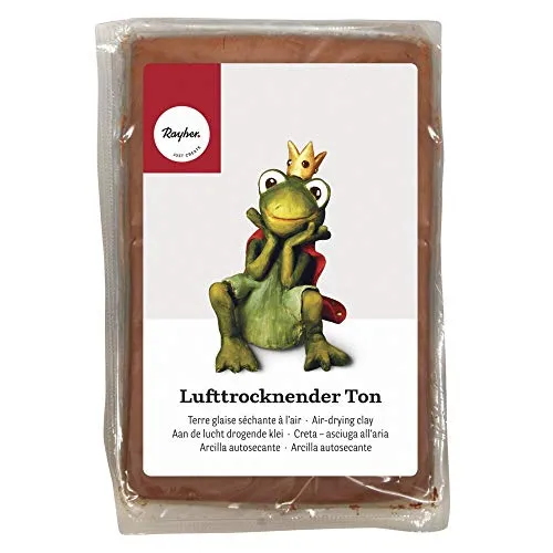 Rayher Lufttrocknender Ton, dunkelbraun, 500 g, Modelliermasse, lufthärtend, weich, geschmeidig, ohne brennen, 3449905